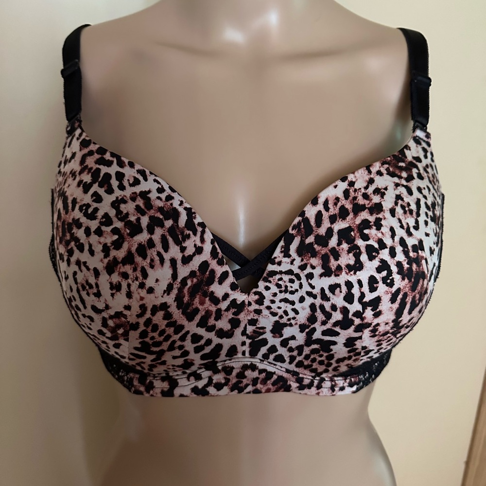Torrid Brown and Black Leopard Print Bra like new 38D, wirefree, push up padded